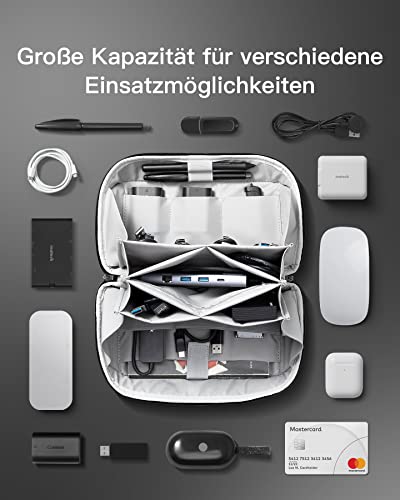 Inateck Kabeltasche Laptop Zubehör Organizer Gadget Tasche für Festplatte, USB Stick, SD Karten, Reise Accessoires Spritzwassergeschützte Reisefreundlich, AB03007 Schwarz - 4