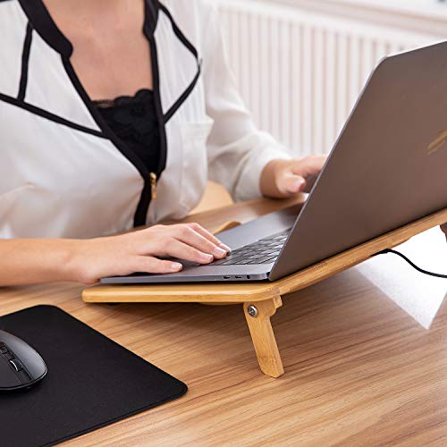 KLIM Bamboo – Laptop Kühlungspad – Anpassbare Geschwindigkeit – Kühlende Unterlage mit Lüftern und Bambus Struktur, für Laptops zwischen 10” und 15,6” – Extra USB Port [ Neue 2020 Version ] - 5