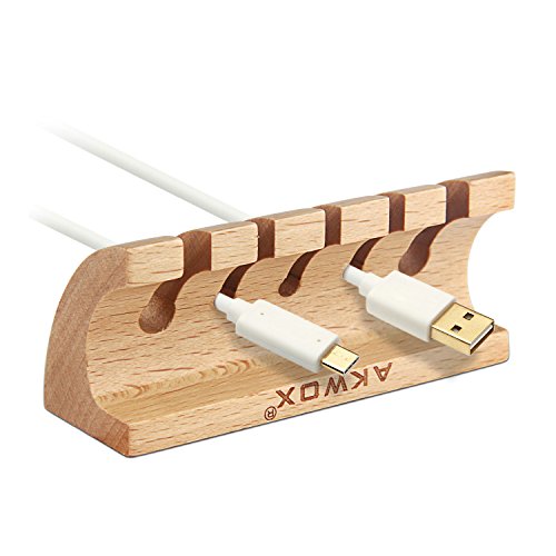 Holz Kabelhalter für USB-Kabel Ladekabel Akwox Kabelclips Selbstklebend Drahthalter für Schreibtisch Kabelmanagement