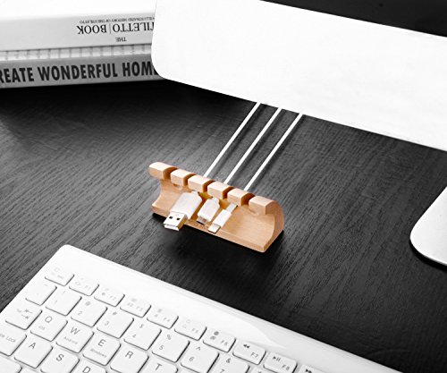 Holz Kabelhalter für USB-Kabel Ladekabel Akwox Kabelclips Selbstklebend Drahthalter für Schreibtisch Kabelmanagement - 5