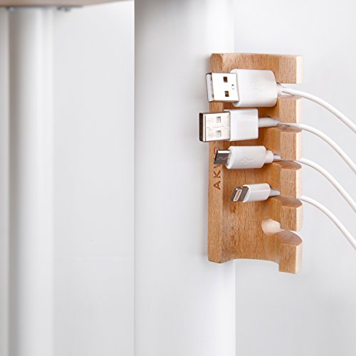 Holz Kabelhalter für USB-Kabel Ladekabel Akwox Kabelclips Selbstklebend Drahthalter für Schreibtisch Kabelmanagement - 7