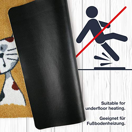 deco-mat Fußmatte Katze – Fussmatte Innen, rutschfest, waschbar – Schmutzfangmatte – Fussabtreter – Fussabstreifer 50×70 cm - 5