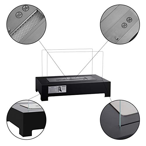 COSTWAY Tischkamin Ethanol, Ethanolkamin Edelstahl, Biokamin Tisch, Kamin Bioethanol (Modell 1) - 4