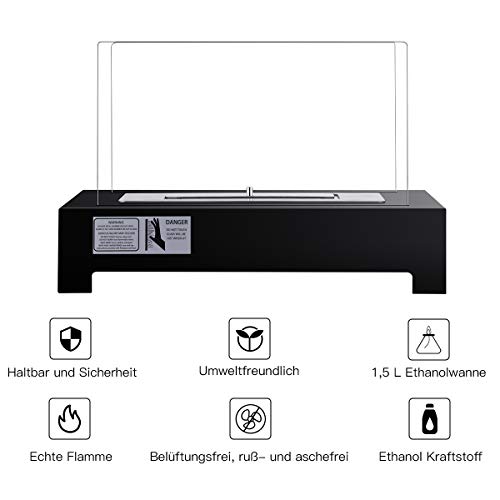 COSTWAY Tischkamin Ethanol, Ethanolkamin Edelstahl, Biokamin Tisch, Kamin Bioethanol (Modell 1) - 9