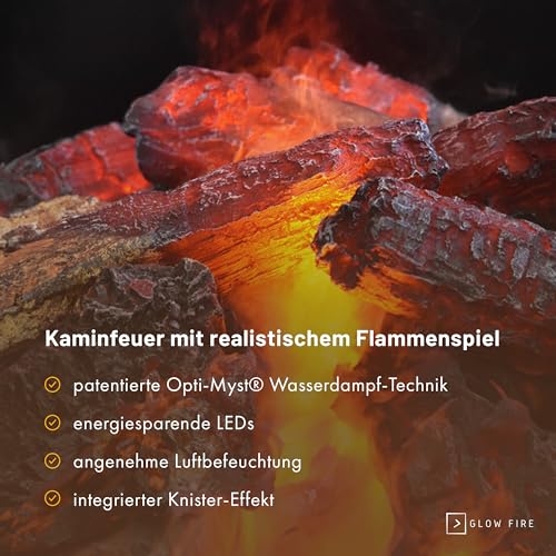 Elektrokamin Raumteiler – GLOW FIRE Opti Myst Schiller, Wasserdampf Feuer, elektrischer Standkamin mit Fernbedienung, regelbare Flammenstärke - 3