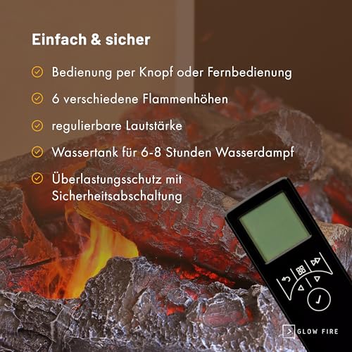 Elektrokamin Raumteiler – GLOW FIRE Opti Myst Schiller, Wasserdampf Feuer, elektrischer Standkamin mit Fernbedienung, regelbare Flammenstärke - 5