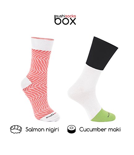 Rainbow Socks – Damen Herren – Sushi Socken Lachs Nigiri Gurken Maki – Lustige Geschenk – 2 Paar – Größen 41-46 - 3