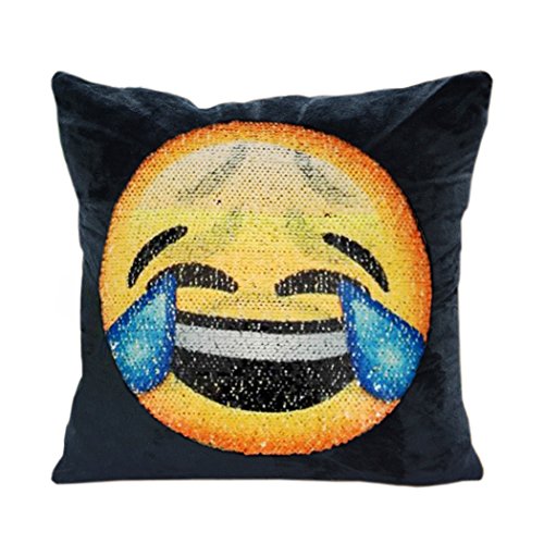 Mermaid suquin Kissenbezüge, snug Star wendbar Emoji-Kissen Bezug Wechselhafte Face Kissen Kissenbezug DIY Deko für Sofa Home Decor 40,6 x 40,6 cm (Helpless and crying)