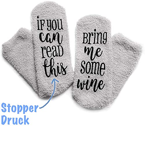 GRAUE Wein Socken If You can read this bring me some wine Lustige Socken Geschenke – Für Weinliebhaber, Geburtstagsgeschenk für Frauen, Männer Wein-Zubehör, Geschenke, Mitbringsel - 2