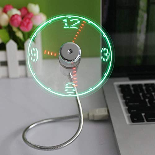 huiheng Mini USB Ventilator, Mini USB LED Clock Fan Message Fan mit Flexibler Schwanenhals LED Display Erinnerung Funktion for PC Laptop Notebook Desktops