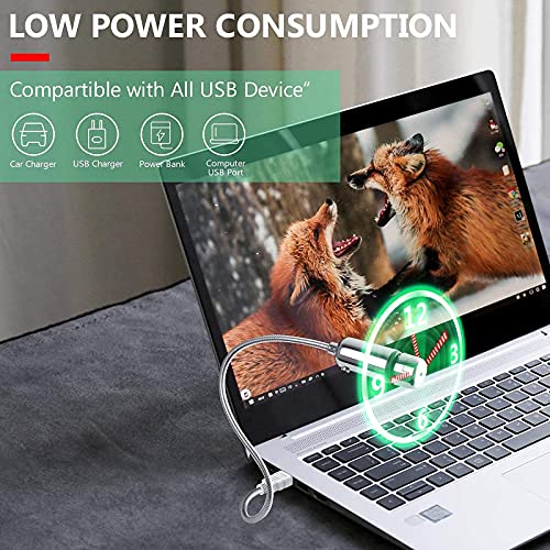 huiheng Mini USB Ventilator, Mini USB LED Clock Fan Message Fan mit Flexibler Schwanenhals LED Display Erinnerung Funktion for PC Laptop Notebook Desktops - 6