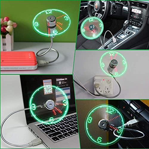 huiheng Mini USB Ventilator, Mini USB LED Clock Fan Message Fan mit Flexibler Schwanenhals LED Display Erinnerung Funktion for PC Laptop Notebook Desktops - 9