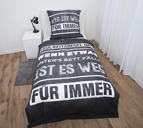 Herding Young Collection Bettwäsche-Set, Wendemotiv mit Spruch, Bettbezug 135 x 200 cm, Kopfkissenbezug 80 x 80 cm, Baumwolle/Renforcé - 3