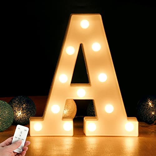 LED Buchstabe Lichter Alphabet Zeichen mit drahtloser Timer Fernbedienung Dimmable Led dekoration für Geburtstag Party Hochzeit & Urlaub Haus Bar （Buchstabe A)