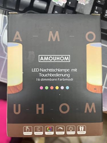 LED Nachttischlampe, Amouhom Dimmbar Atmosphäre Tischlampe für Schlafzimmer Wohnzimmer, 16 Farben Tragbare Nachtlicht mit 2800-3100K Warmes Weißes Licht und Farbwechsel Geschenke für Kinder/Erwachsene - 13