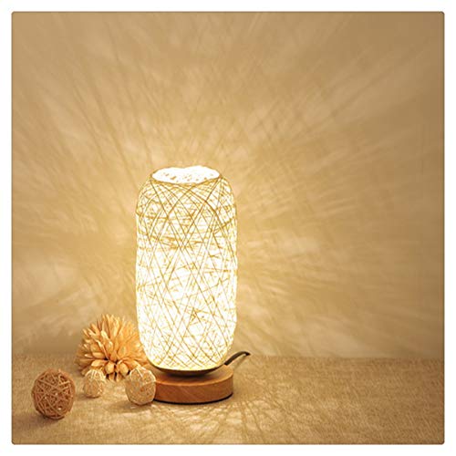 Bambus Rattan Schlafzimmer Nacht Persönlichkeit Dekoration Kreative Dimmbare LED Nachtlicht Massivholz Hanf Rattan Ball Tischlampe