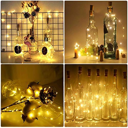 16 Stück Flaschen-Licht JRing 20 LEDs 2M Flaschenlicht Warmweiß Lichterkette korken Stimmungslichter Weinflasche Nacht Licht für Flasche DIY, Party, Garten, Weihnachten, Halloween, Hochzeit Deko - 5