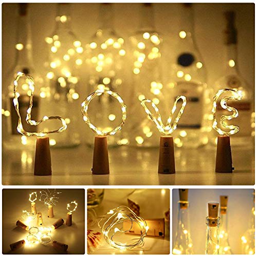 16 Stück Flaschen-Licht JRing 20 LEDs 2M Flaschenlicht Warmweiß Lichterkette korken Stimmungslichter Weinflasche Nacht Licht für Flasche DIY, Party, Garten, Weihnachten, Halloween, Hochzeit Deko - 6