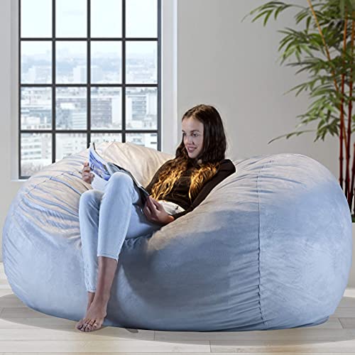 RIESEN SITZSACK MIT VELOUR KUSCHELBEZUG IN SILBER GRAU! Der größte Sitzsack Europas – 1500 L Memory Schaumstoff Füllung – Gemütliches Sofa, Riesen Bett, Bean Bag für Kinder und Erwachsene - 8