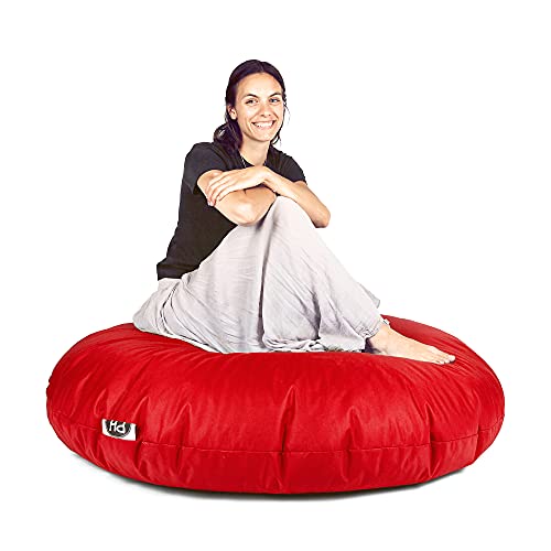 Patchhome 2 in 1 Funktion Sitzsack Sitzkissen Bean Bag – Rot – 100cm Durchmesser in 25 Farben und 3 versch. Größen – fertig befüllt - 5