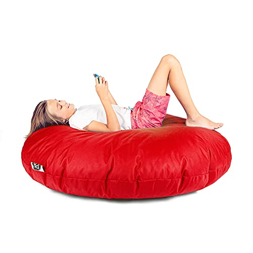 Patchhome 2 in 1 Funktion Sitzsack Sitzkissen Bean Bag – Rot – 100cm Durchmesser in 25 Farben und 3 versch. Größen – fertig befüllt - 8