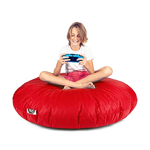 Patchhome 2 in 1 Funktion Sitzsack Sitzkissen Bean Bag – Rot – 100cm Durchmesser in 25 Farben und 3 versch. Größen – fertig befüllt - 3