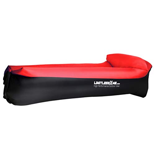 LimitlessXme aufblasbares Strand Sofa. Luftbett wasserdicht. Air Lounger für Outdoor Camping und Beach Neu (Rot)