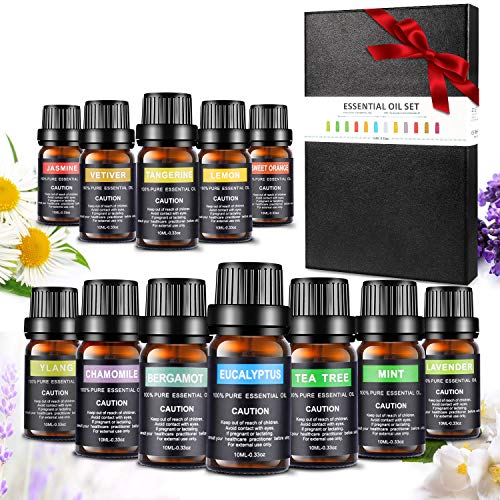 Ätherische Öle Set, Aiemok 100% Naturreines 10ml Ätherische Öle Geschenk-Set Ätherisches Öl Aromatherapie Duftöl, Aromatherapie Öle Geschenkset für Diffuser, Luftbefeuchter, Massage-und Haarpflege