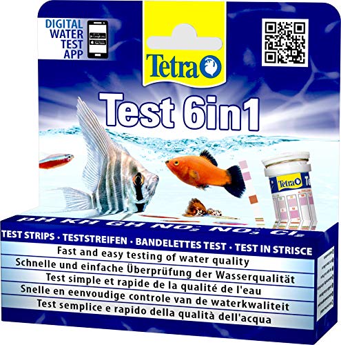 Tetra Test 6in1 – Wassertest für das Aquarium, schnelle und einfache Überprüfung der Wasserqualität, 1 Dose (25 Teststreifen)