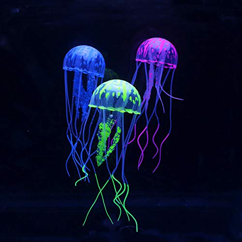 Netspower Aquarium Dekoration Künstliche Quallen, 6 Stück Leuchtende Quallen als Dekoration Glühende Deko aus Silikon für Aquarium Fisch Tank Ornament - 5