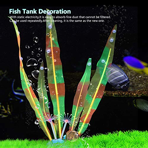 iFCOW Fluoreszierende Aquarium-Dekoration, Silikonsimulierter Seetang, fluoreszierender Effekt, Aquarium, Landschaftsdekoration mit Harzbasis - 8