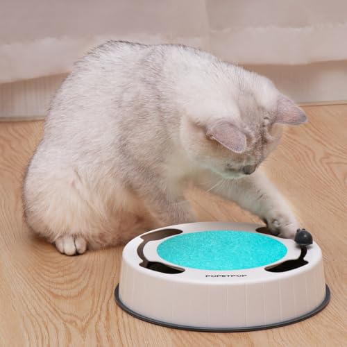 POPETPOP Katzenspielzeug Automatisches Interaktives Katzen Spielzeug Elektrisch Kätzchen Fangen die Maus mit Kratzmatte - 8