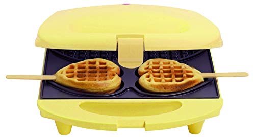 Bestron Waffeleisen für Herzwaffeln am Stiel, Retro Design, Sweet Dreams, 780 Watt, Gelb - 2