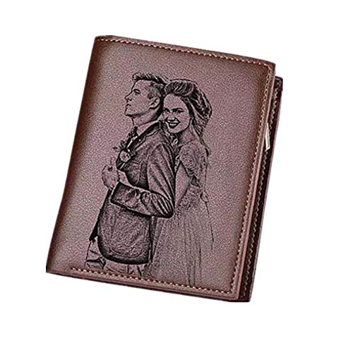 Personalisiertes echtes Leder für Männer Custom Herren Geldbörse Gravierte Foto Brieftasche Väter Geschenk