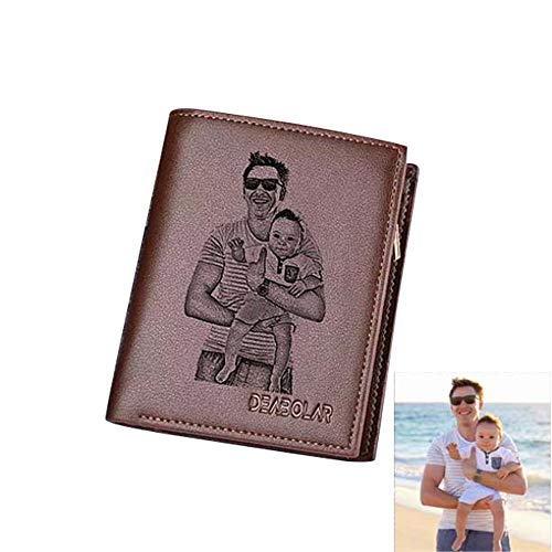 Personalisiertes echtes Leder für Männer Custom Herren Geldbörse Gravierte Foto Brieftasche Väter Geschenk - 7