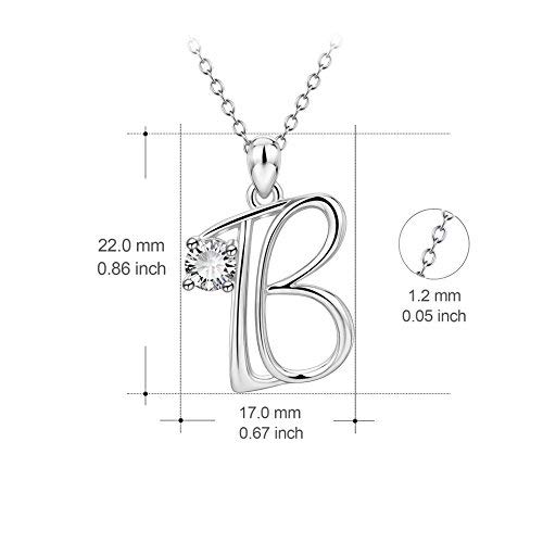 Sterling Silber Zirkonia Alphabet Initial 26 Brief Anhänger Halskette personalisierte Schmuck Geschenk, 18″. (Neu Alphabet B) - 2