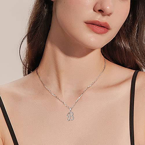 AEONSLOVE Damen Buchstaben Kette Silber Halskette Buchstabe B Kette Mit Buchstaben Brief des Alphabets Initiale Anhänger mit Zirkonia Schmuck Geschenk für Mädchen - 8