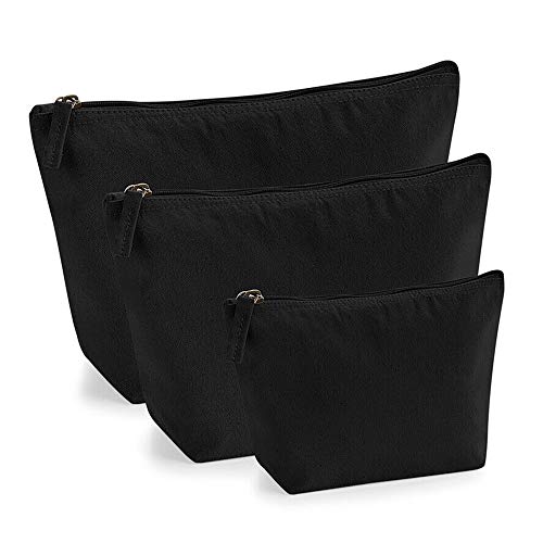 Personalisiert Name Initialen & Herz Kosmetiktasche Damen Schminktasche für Handtasche Makeup Tasche – Glitter oder Flocke Material Druck – Holo Weißer Glitzer – L | Schwarz - 5