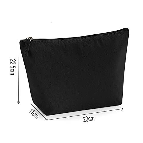 Personalisiert Name Initialen & Herz Kosmetiktasche Damen Schminktasche für Handtasche Makeup Tasche – Glitter oder Flocke Material Druck – Holo Weißer Glitzer – L | Schwarz - 7