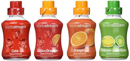 SodaStream Sirup 4er-Pack mit Cola-, Orange-, Zitrone-Limette-, Cola-Orange-Geschmack (4x 500 ml)