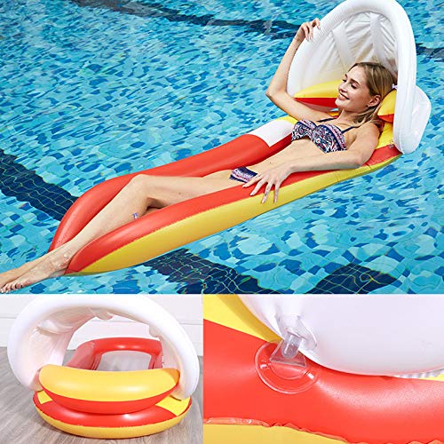 Ohyoulive Inflatable Pool Float with Canopy Hammock Floating Bed Lounge Chair Drifter Swimming Pool Beach with Sunshade - 3
