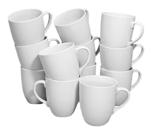 Set aus 12 Stück Tassen 300 ml aus echtem Porzellan, auch zum Bemalen bestens geeignet Porzellantassen Tasse Becher für Tee Kaffee Milch Cappuccino - 3