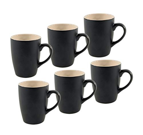 Spetebo Kaffeetasse 340 ml aus Porzellan in schwarz matt - 6er Set - Kaffeebecher Tasse Becher