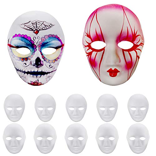 GOLRISEN 12 Stücke Maske Weiss Unbemalt Maskerade Weiß Maske DIY Dekoration Venezianischen Karneval Halloween Cosplay Kostüm Handgemalte Kreative Design Maske für Männer Frauen’