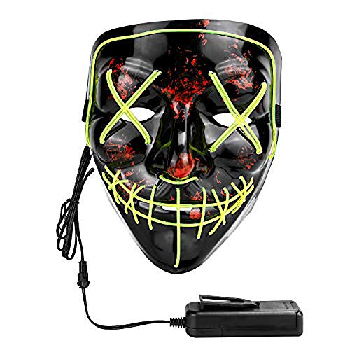 XDDIAS Halloween Maske, LED Horror Purge Maske mit 4 Blitzmodi für Halloween Fasching Karneval Party Kostüm Cosplay Dekoration (Grün)