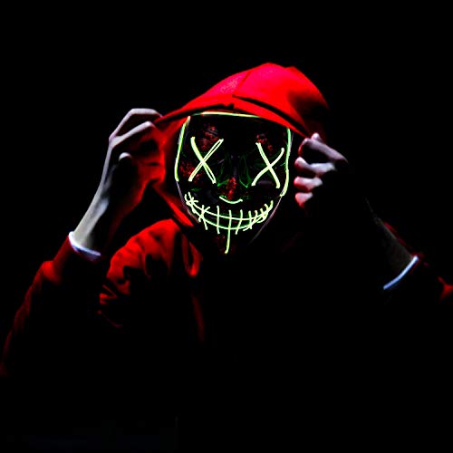 XDDIAS Halloween Maske, LED Horror Purge Maske mit 4 Blitzmodi für Halloween Fasching Karneval Party Kostüm Cosplay Dekoration (Grün) - 4