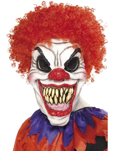 Smiffys Herren Gruseliger Clown Maske, One Size, Weiß und Rot, 35710