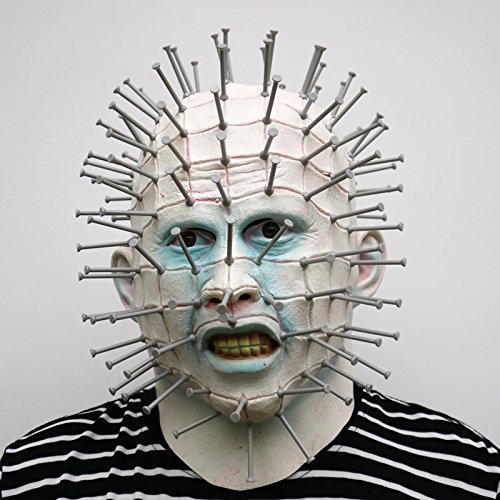 thematys Hellraiser Pinhead mit Plastik Nägeln Horror Maske – perfekt für Fasching, Karneval & Halloween – Kostüm für Erwachsene – Latex, Unisex Einheitsgröße - 4