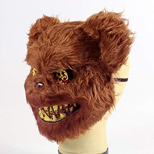 RunkeU Halloween Teddy Bear Maske Halloween Ghost Festival Maske – Masquerade Horror Scary Head Cover Geistermaske Brown Plüschmaske Kind Erwachsene Performance Requisiten - 5