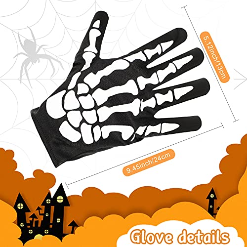 2 Set Weiß Skelett Handschuhe und Schädel Gesichtsmaske Geist Skelett für Erwachsene Halloween Tanzen Party Kostüm - 3